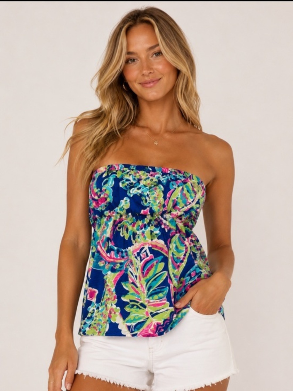 Lilly Pulitzer Strapless Paisley Floral Cotton Mini Dress Size S